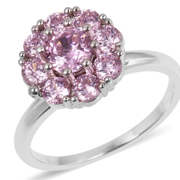 Pink Cluster ring Size 10 - Picture 1 of 7